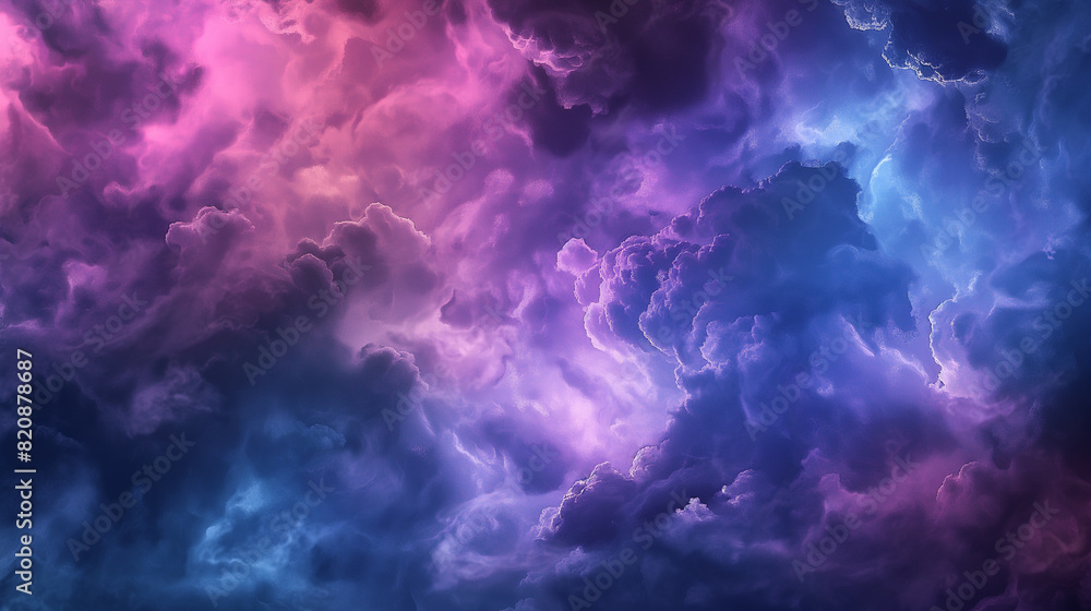 Background of Renaissance Dark Stormy Cloud Painting: Deep Blue, Magenta, Fuchsia, Pink in Chiaroscuro Style