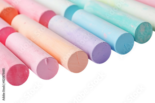 Whimsical Array of Pastel Chalk Colors on Transparent PNG Background...