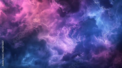 Background of Renaissance Dark Stormy Cloud Painting: Deep Blue, Magenta, Fuchsia, Pink in Chiaroscuro Style