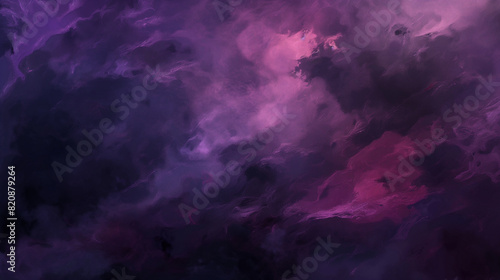 Background of Renaissance Dark Stormy Cloud Painting: Black, Purple, Lavender, Lilac Evening in Expressive Style