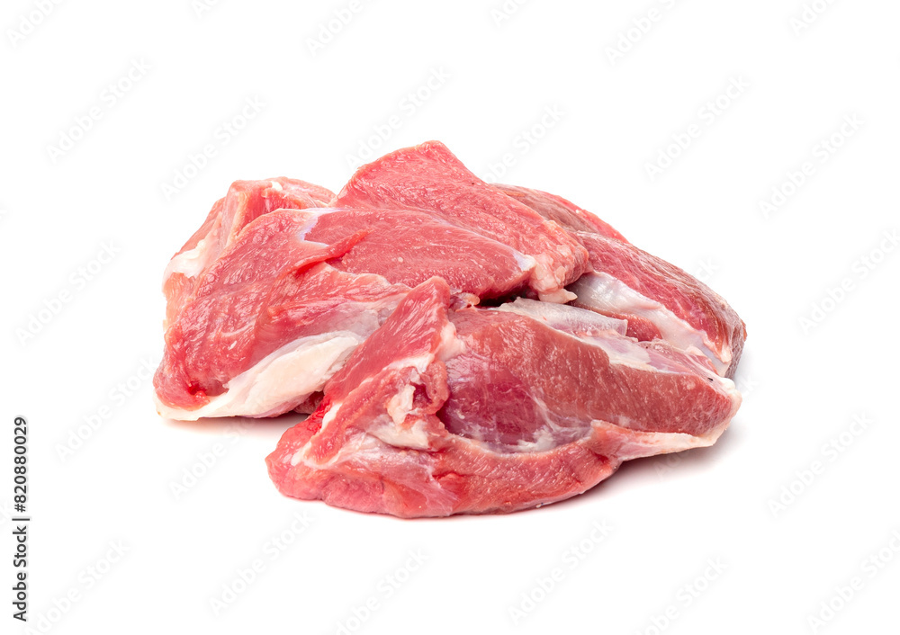 Raw mutton fillet isolated, lamb meat pieces, tenderloin or mutton sirloin meat. Fresh sheep fillet