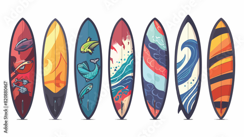 Hybrid surf board mix of shortboard and fishboard for photo