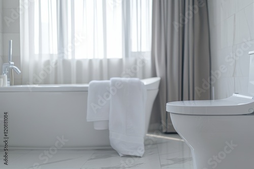 Serene White Bathroom Interior with Natural Light