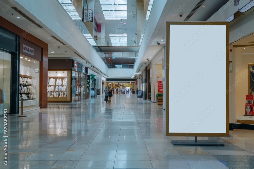 Mockup Vertical Empty Signboard for Advertising in Shopping Mall - Commercial Floor Display. Beautiful simple AI generated image in 4K, unique. Mockup Vertical Empty Signboard for Advertising in Shopping Mall - Commercial Floor Display. Beautiful simple AI generated image in 4K, unique.