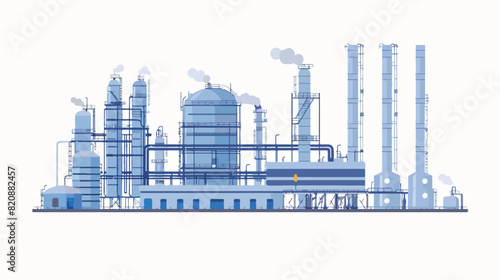 Industrial plant building with storage tanks pipes ci