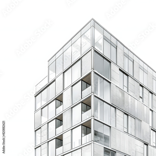 Modern building glass facade geometric pattern architecture details isolated on white background, photo, png 