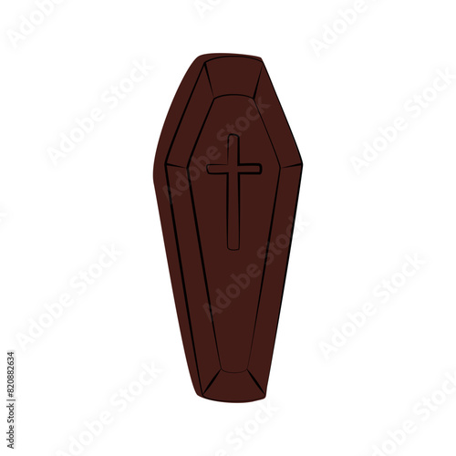 Coffin flat icon. Death symbol inline style. Halloween concept (ID: 820882634)