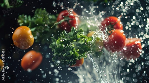 different vegetables splash background or concept