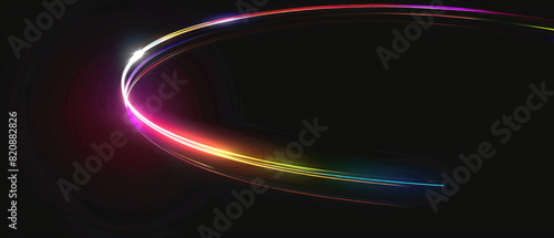 glowing shining simple smooth curve white rainbow light trail in arc shape motion speed on dark background 