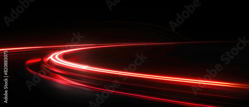glowing shining simple smooth curve white red light trail in arc shape motion speed on dark background