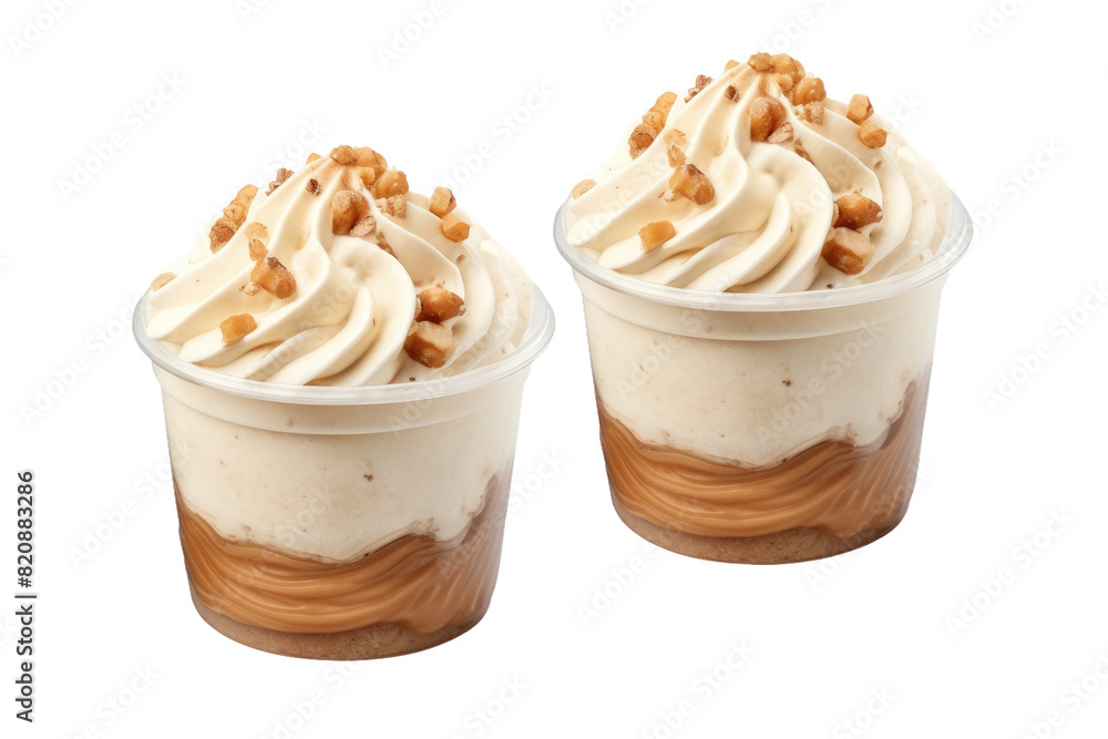 Whipped Cream Dreams: Two Cups of Delight on Transparent PNG Background... Whipped Cream Dreams: Two Cups of Delight on Transparent PNG Background...