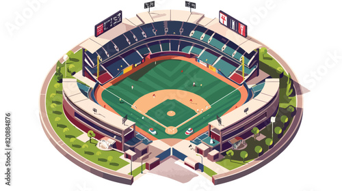 Isometric baseball park ballpark diamond. Modern stad