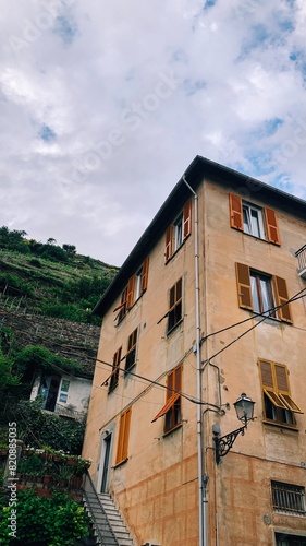 old tourist vintage town in italy near the sea and mountains
