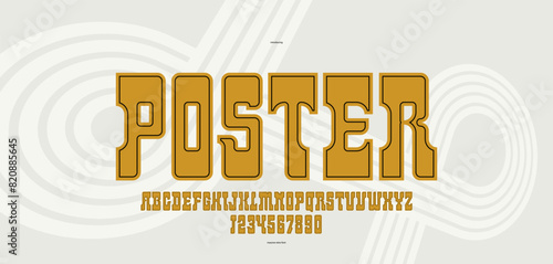 Massive serif font in American style, wild west saloon and western vector typography for logos, bold typeface in vintage America style, display font for posters and headlines.