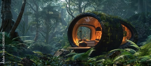 Capsule House Nestled in a Prehistoric Dinosaur Park A Fusion of Nature and Modern Architecture photo