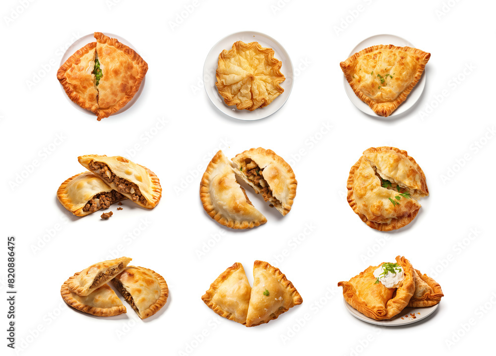 Cheburek Isolated, Homemade Fried Meat Pie, Stuffed Tatar Chiburekki, Traditional Empanada Cheburek Isolated, Homemade Fried Meat Pie, Stuffed Tatar Chiburekki, Traditional Empanada