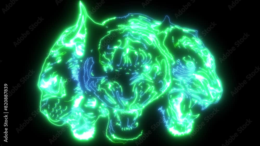 neon animation of tiger head neon animation of tiger head