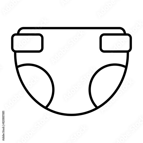 Illustration depicting a black baby diaper icon on a white background