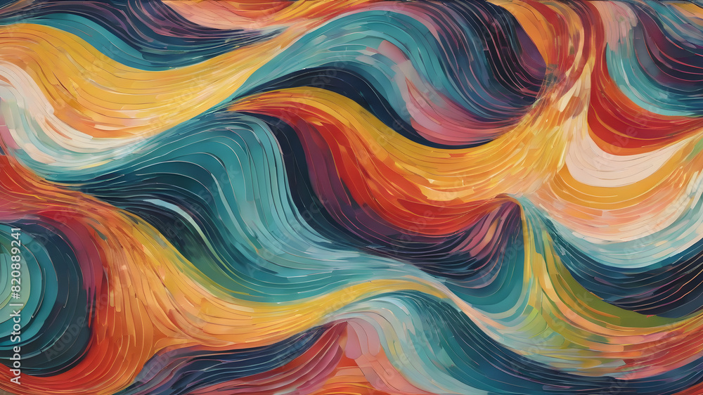Obraz premium Vibrant Waves Spectrum: Colorful Rainbow Design for Artistic Wallpaper