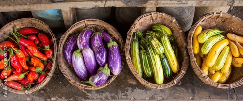 Fresh, Vibrant Aubergines Are Artfully Displayed At Oslob Daily Market In Cebu, Celebrating The Bounty Of Local Produce, Standard Picture Mode