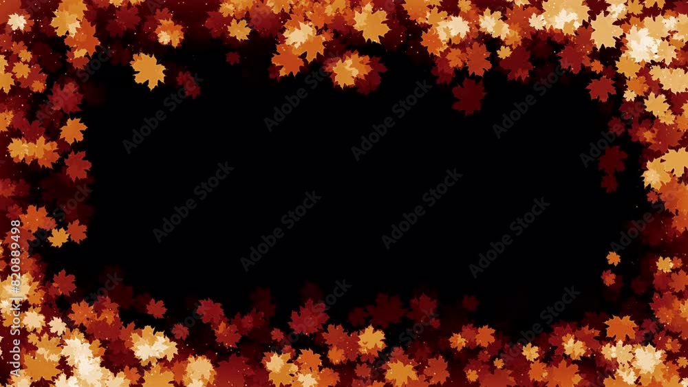 Autumn Leaves Frame. Flying golden maple leaves and particles on a transparent background. Autumn Leaves Frame. Flying golden maple leaves and particles on a transparent background.