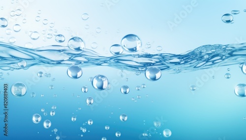 water bubbles and water splash on the blue background a seamless pattern texture.