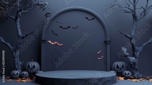 podium with halloween concept