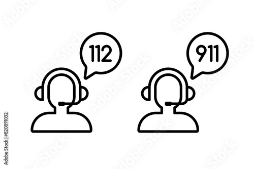 Emergency call icon vector set. Emergency service, operator symbol