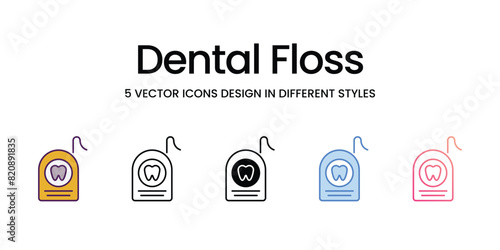 Dental Floss Icons different style vector stock illustration