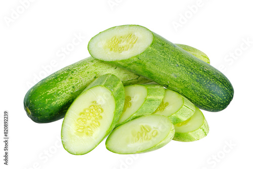 Sliced Cucumber isolated on white background
