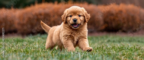 With Boundless Energy And Infectious Laughter, A Playful Pet Dog Puppy Romps Through The Grass, Its Joyful Exuberance A Testament To The Simple Pleasures Of Life'S Playful Moments photo