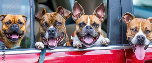 With Eager Anticipation, Dogs Sit In The Car, Ready For The Adventure Of A Vacation, Their Excitement Palpable As They Set Off With Their Owners, Standard Picture Mode