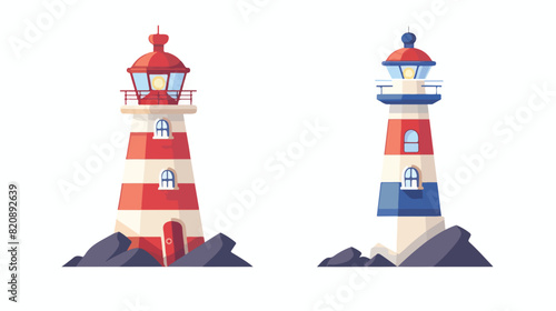 Lighthouse flat vector illustration. Cartoon navigative