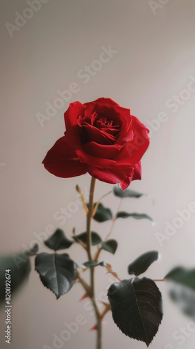 a beautiful red rose in on a white background