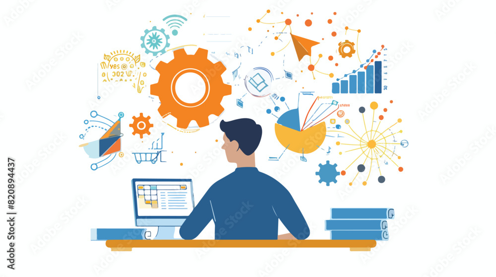 Logic and ordered structure concept. Person analyzing