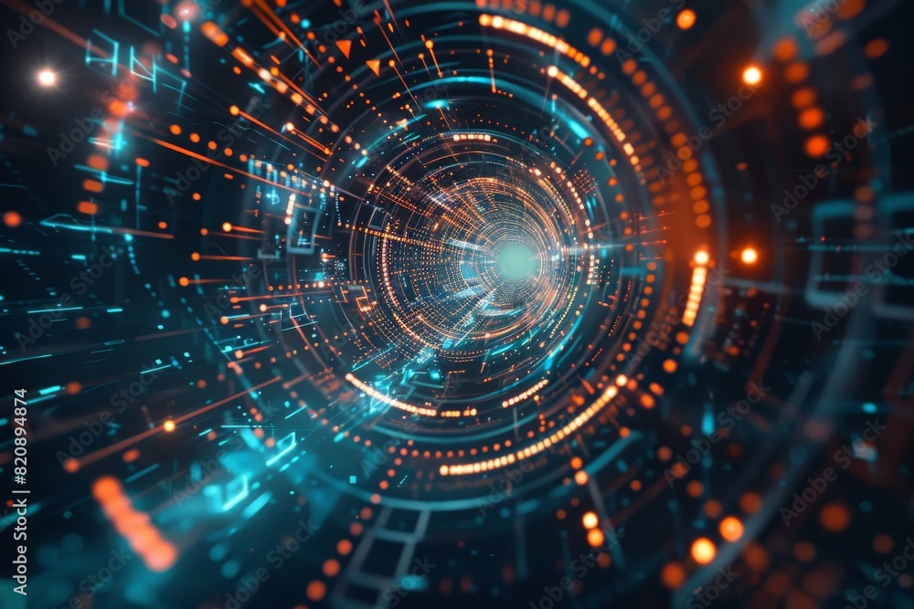 Close-up of illuminated fiber optic over printed circuit board. Beautiful simple AI generated image in 4K, unique. Close-up of illuminated fiber optic over printed circuit board. Beautiful simple AI generated image in 4K, unique.