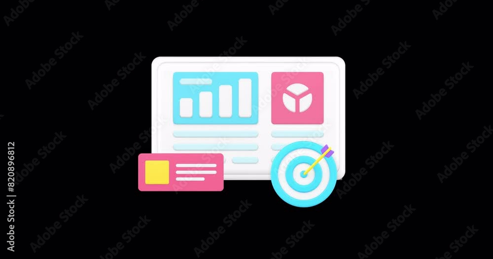 Business analyzing workflow process project implementation efficiency working 3d icon animation with alpha channel Business analyzing workflow process project implementation efficiency working 3d icon animation with alpha channel
