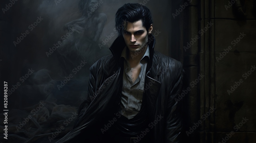 Midnight Seduction: Portrayal of a Vampire Enchanting a Man Midnight Seduction: Portrayal of a Vampire Enchanting a Man