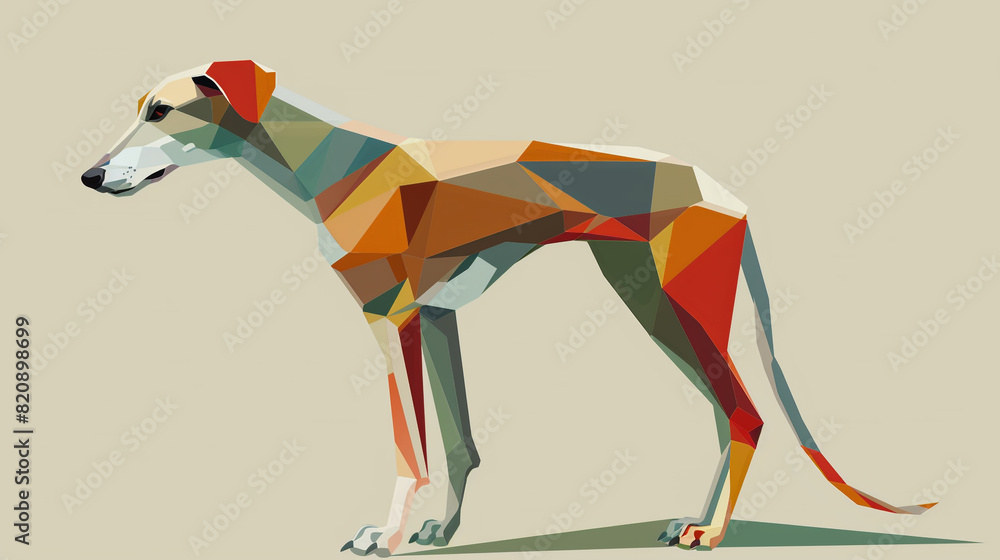 Obraz premium Creating a Stylishly Geometric Whippet Design with Artistic Flair
