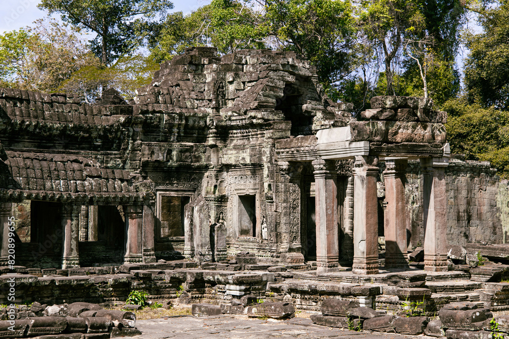 ruins of once a beautiful Khmer style temple in Angkor ruins of once a beautiful Khmer style temple in Angkor