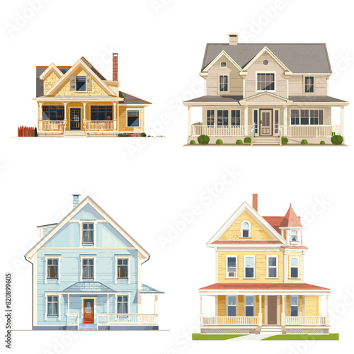 Free vector flat desin house set. minimalist different houses set