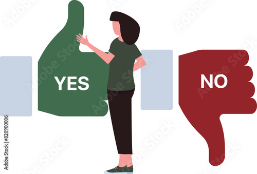The boy is choosing yes.