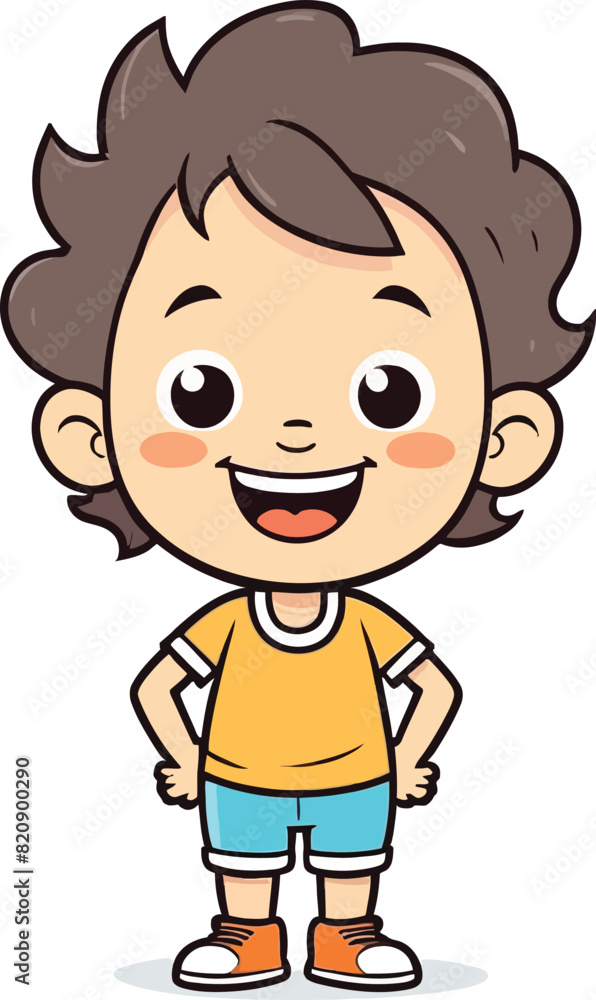 Cute smiling happy face child hand-drawn mascot cartoon character sticker icon concept isolated Cute smiling happy face child hand-drawn mascot cartoon character sticker icon concept isolated