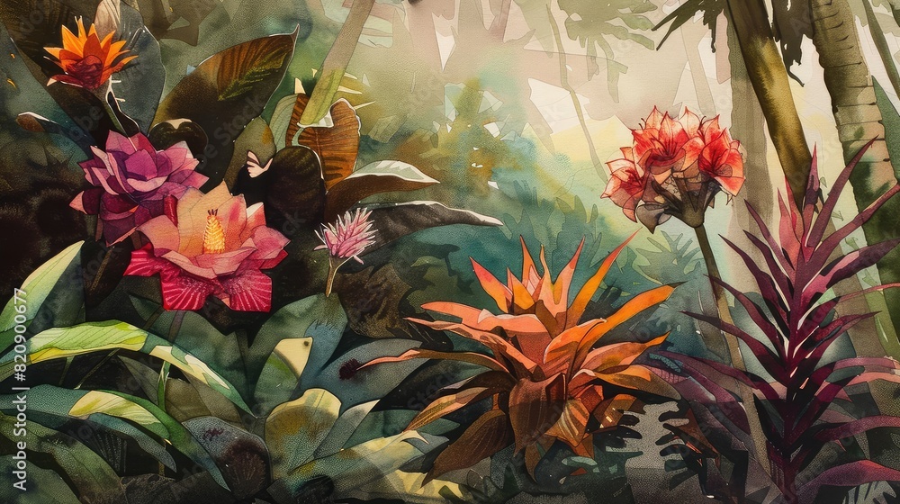 Tropical themes, watercolor Tropical themes, watercolor