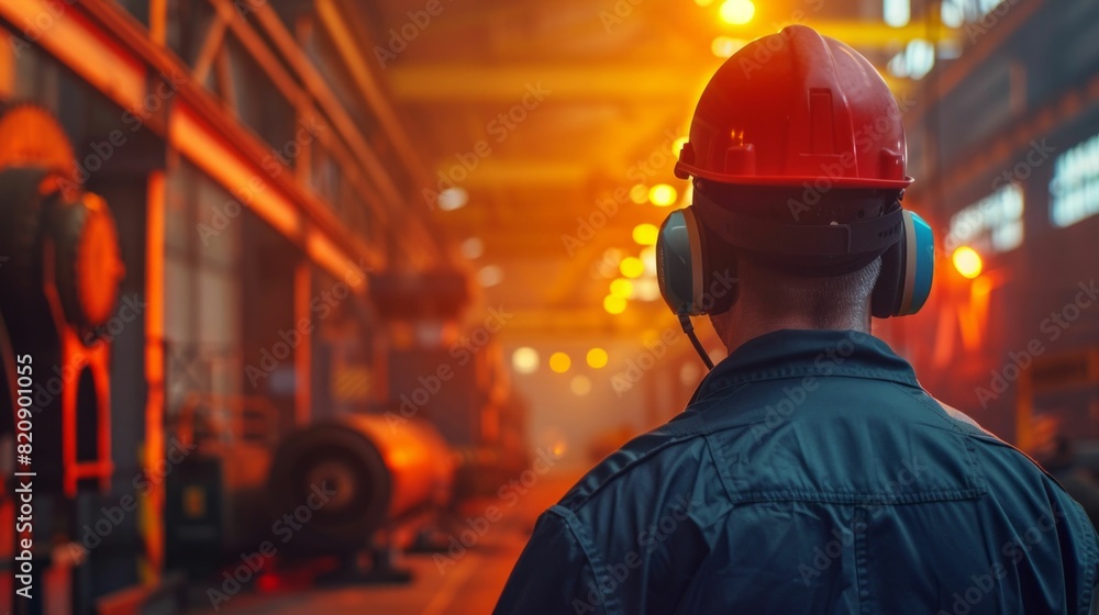 Industrial Worker Overseeing Factory Operations. Generative ai.