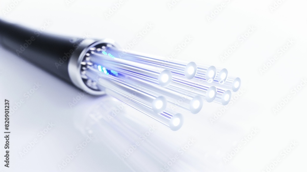 Fiber Optic Cables Emitting Light in a Sleek Design. Generative ai. Fiber Optic Cables Emitting Light in a Sleek Design. Generative ai.