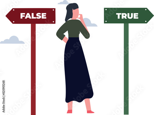 The girl is thinking about truth or lie.