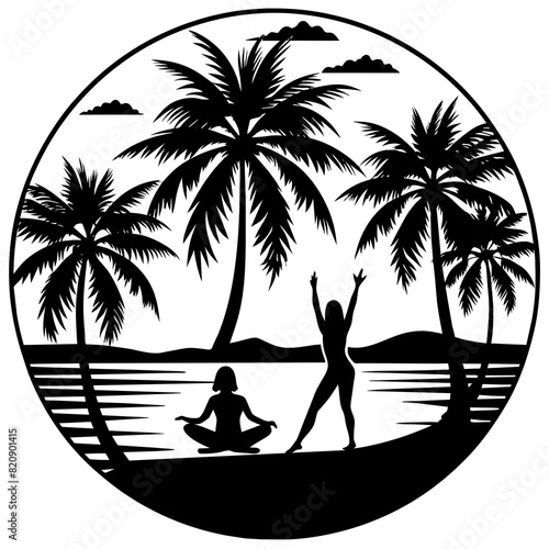 silhouette of person on the beach yoga