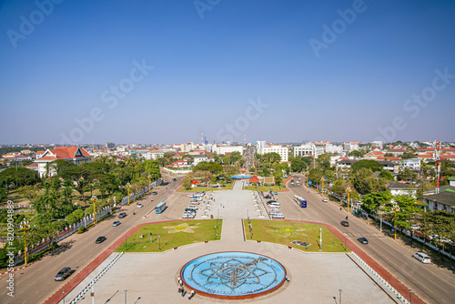 the city of Vientiane in Laos taken from Patuxai Victory Monument photo