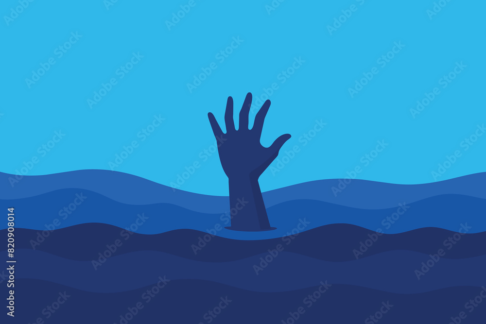 A helping hand to a drowning man in the water. A fight for life. A helping hand to a drowning man in the water. A fight for life.